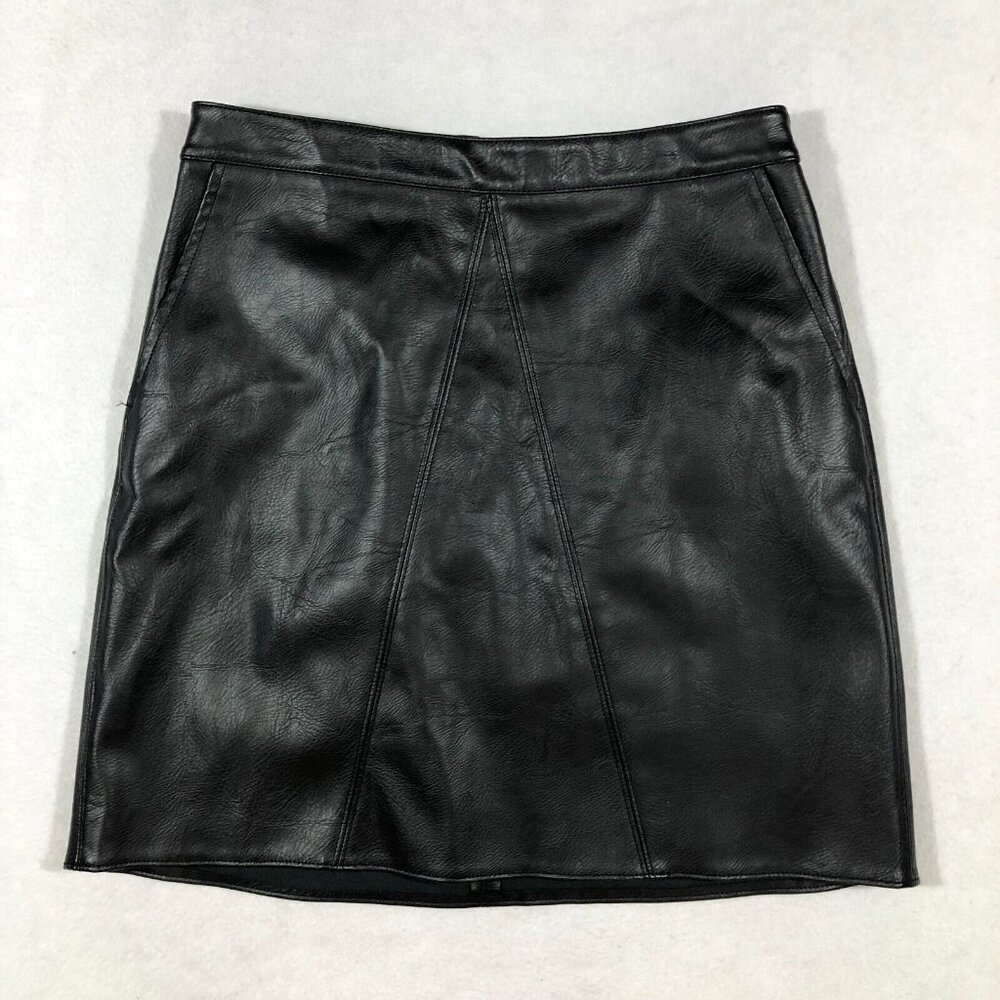Bar III Skirt Womens Small Black Faux Vegan Leather Mini Night Out Career